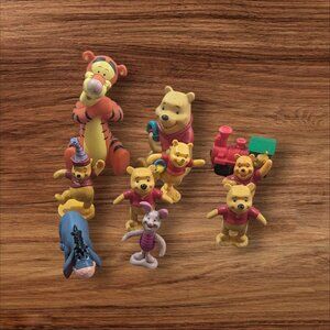 vtg Disney Winnie The Pooh Figurine Tigger Eeyore Piglet cake toppers toys lot
